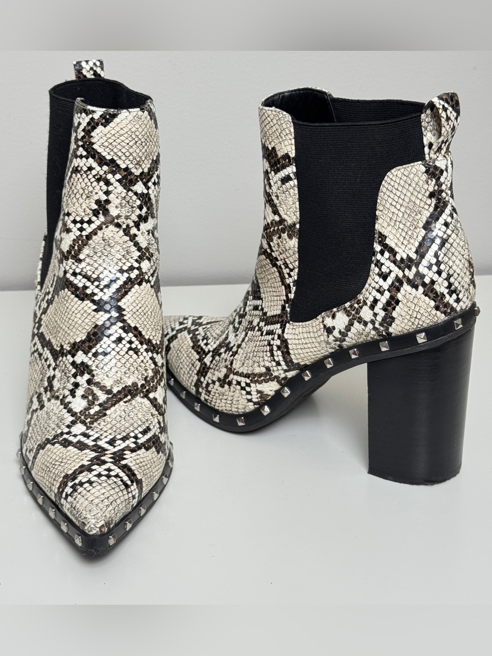 Charles by Charles David Dodger Snake Print Studded Ankle Booties 8.5M